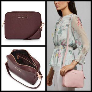 💕TED BAKER💕 Saphire Soft Leather Crossbody Camera Bag Leather Deep Purple NWT